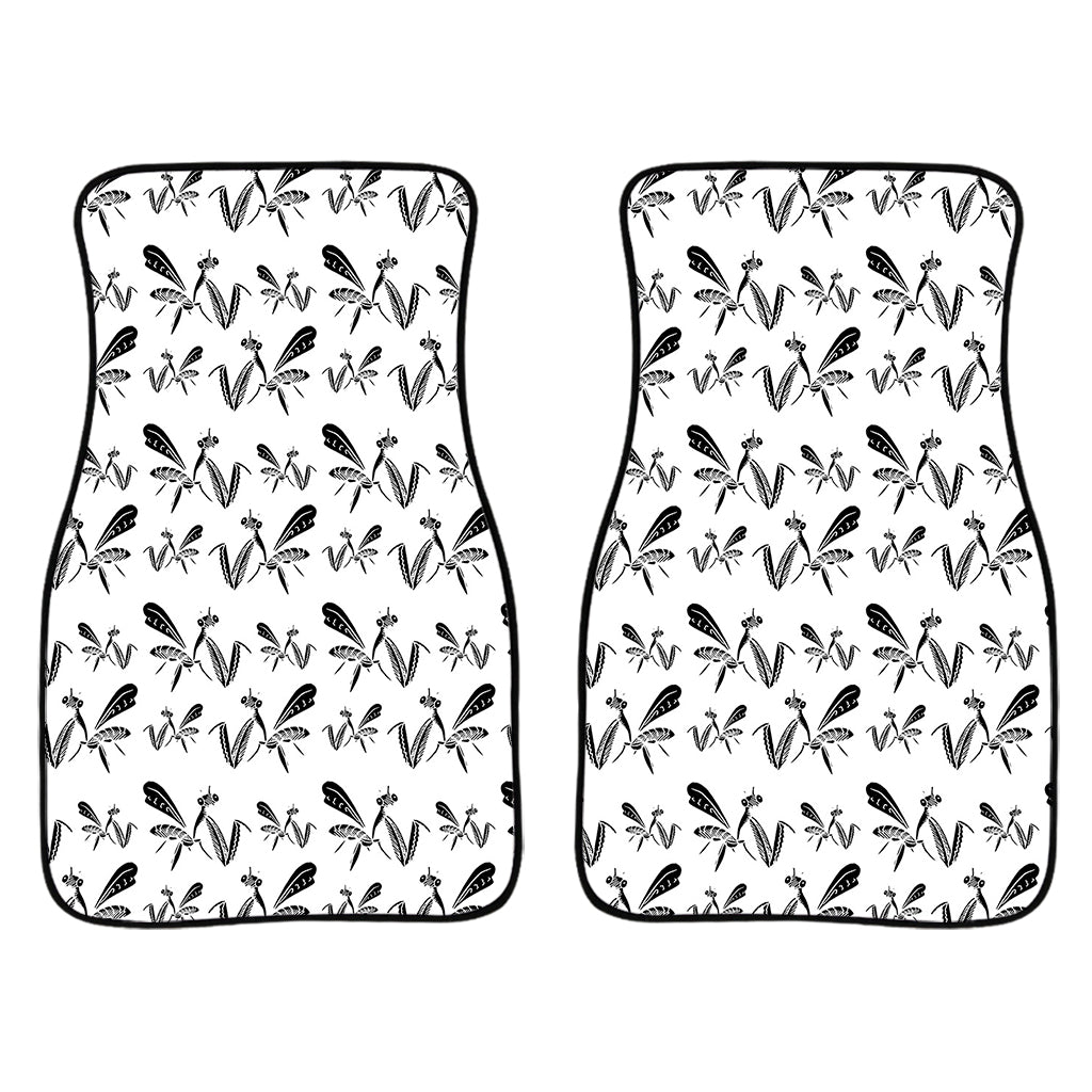 White And Black Mantis Pattern Print Front Car Floor Mats