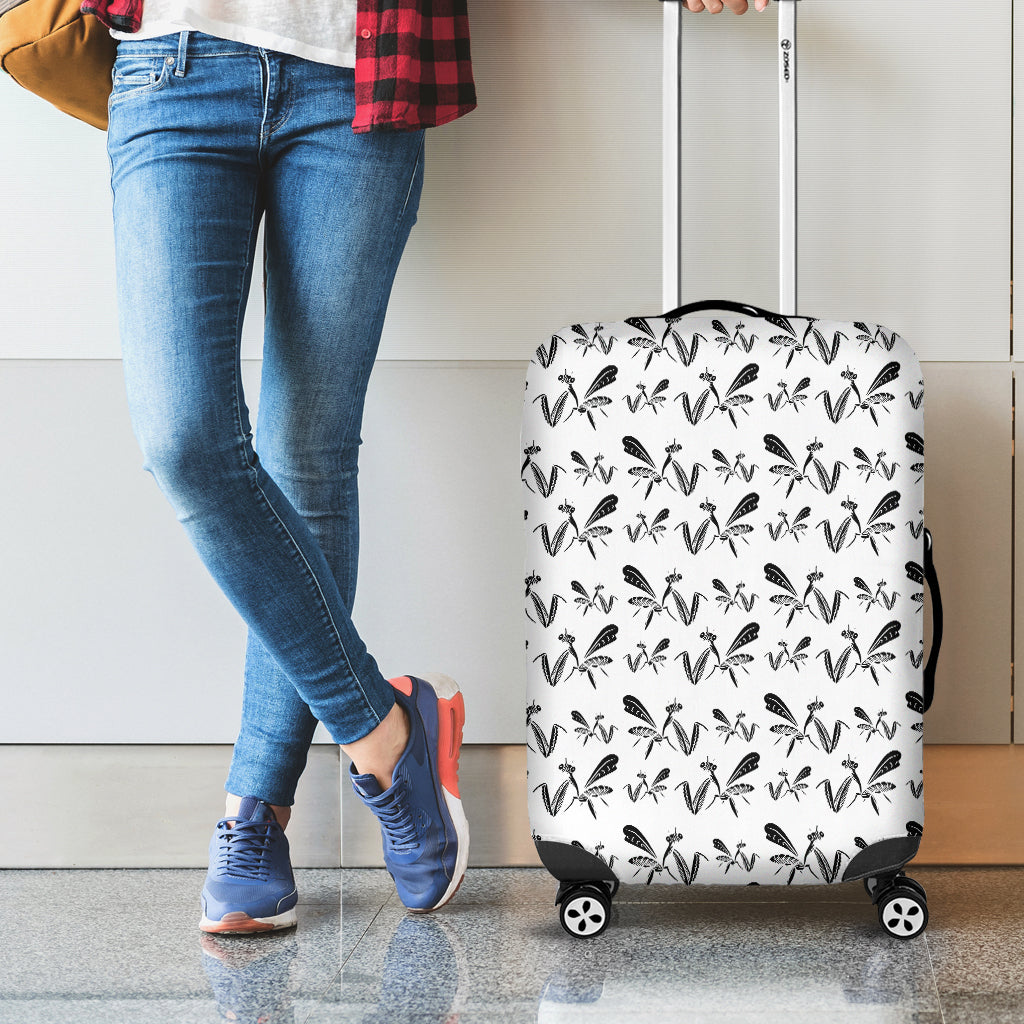 White And Black Mantis Pattern Print Luggage Cover