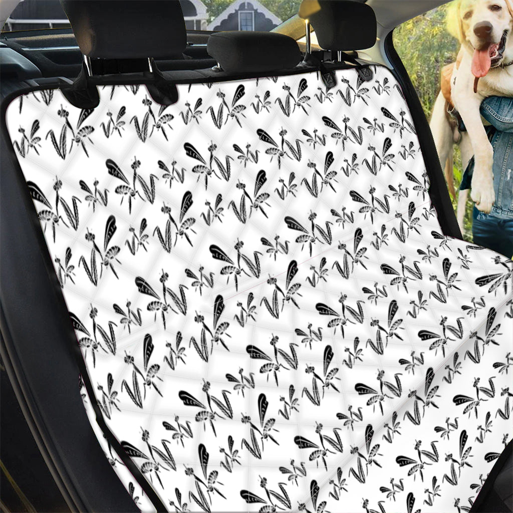 White And Black Mantis Pattern Print Pet Car Back Seat Cover