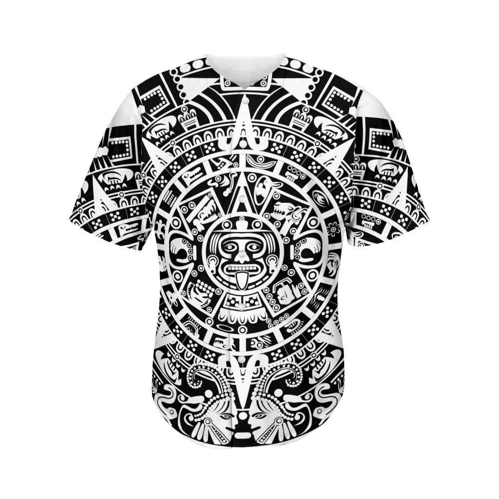 White And Black Maya Calendar Print Men's Baseball Jersey