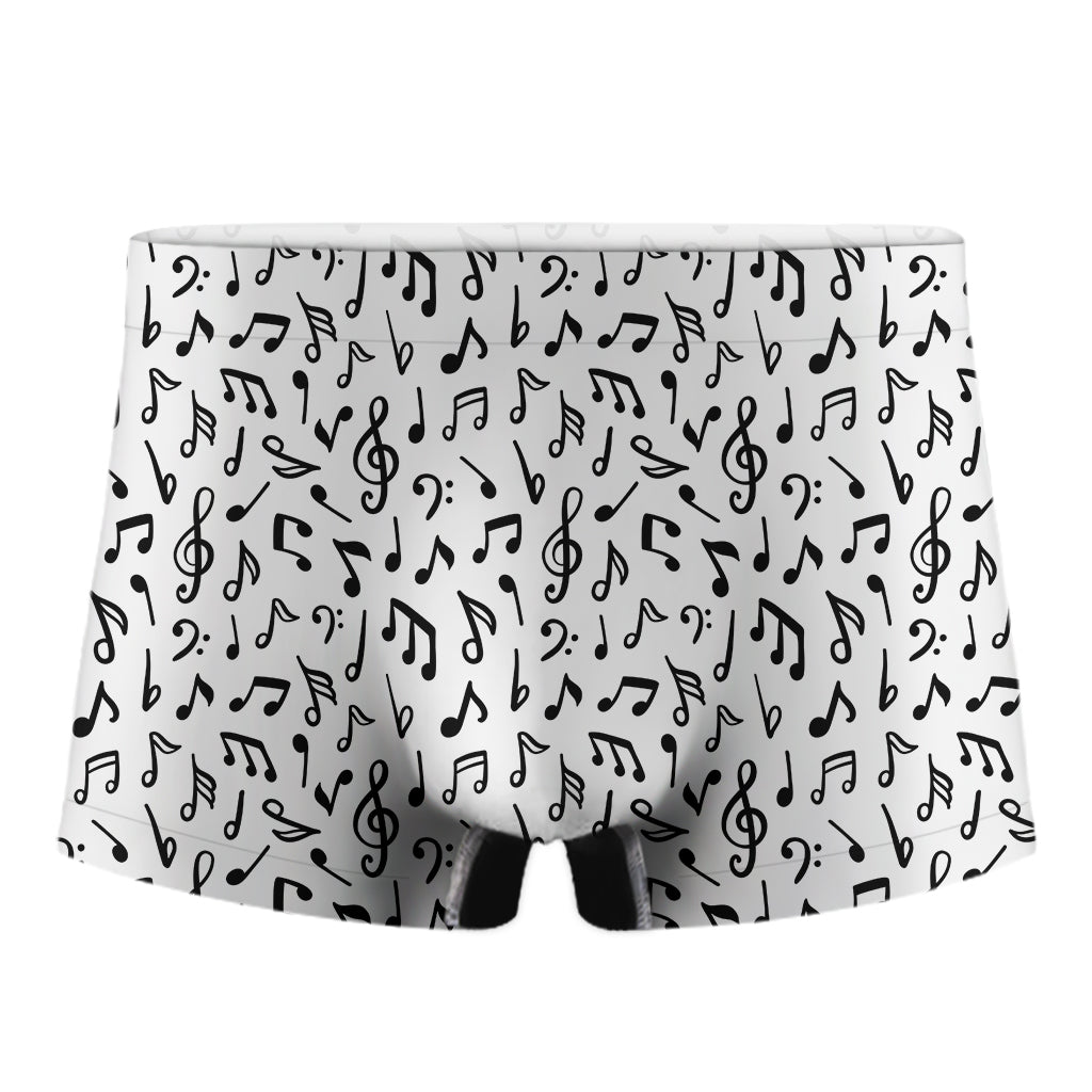 White And Black Music Note Pattern Print Men's Boxer Briefs