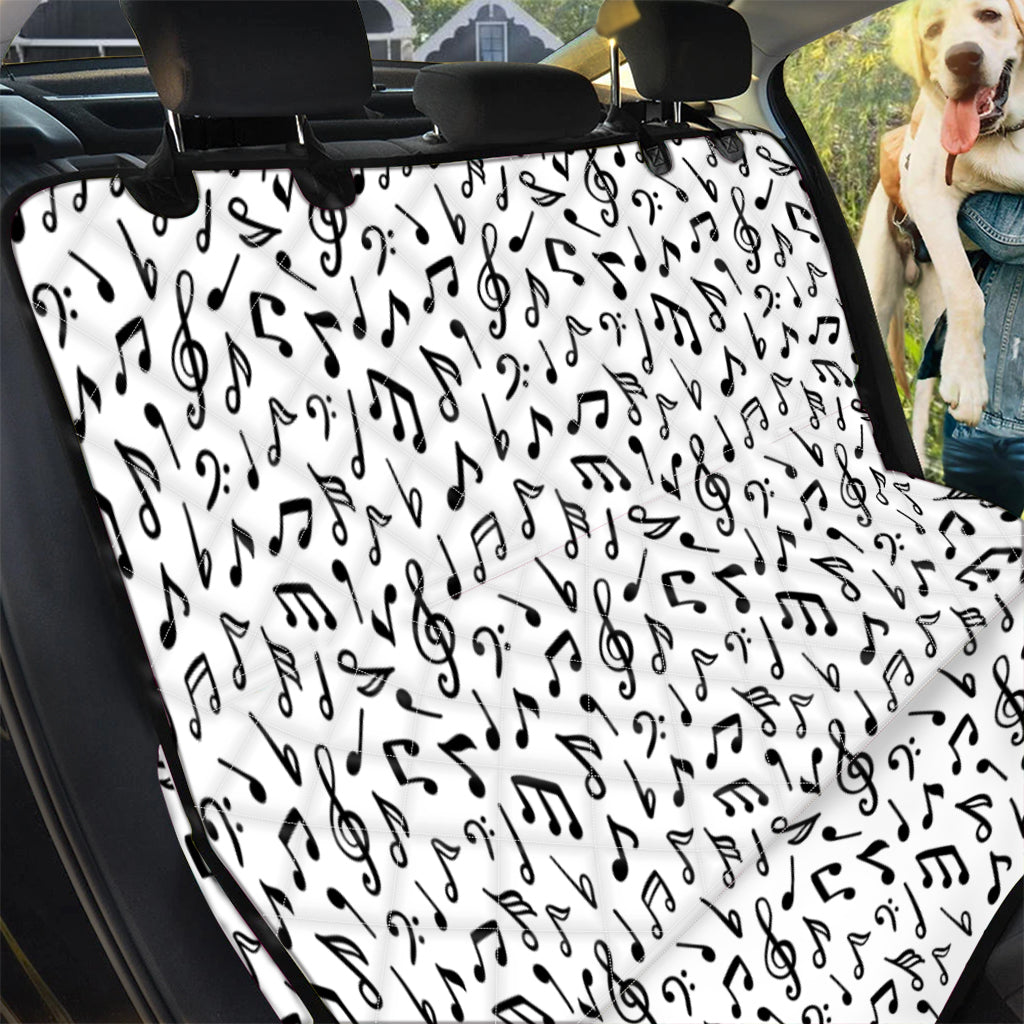 White And Black Music Note Pattern Print Pet Car Back Seat Cover