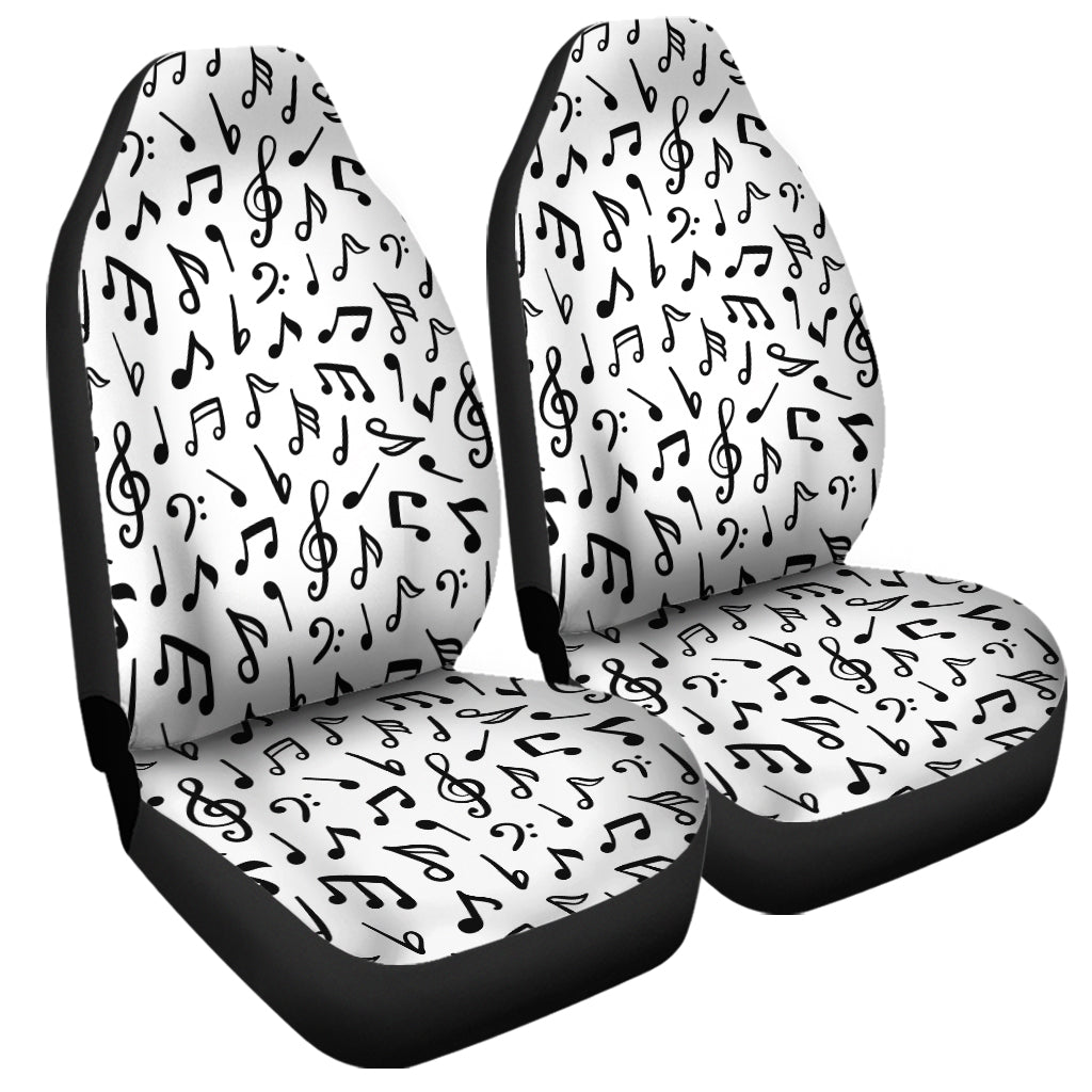 White And Black Music Note Pattern Print Universal Fit Car Seat Covers