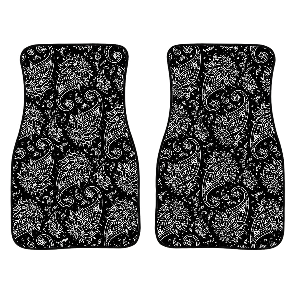 White And Black Paisley Pattern Print Front Car Floor Mats