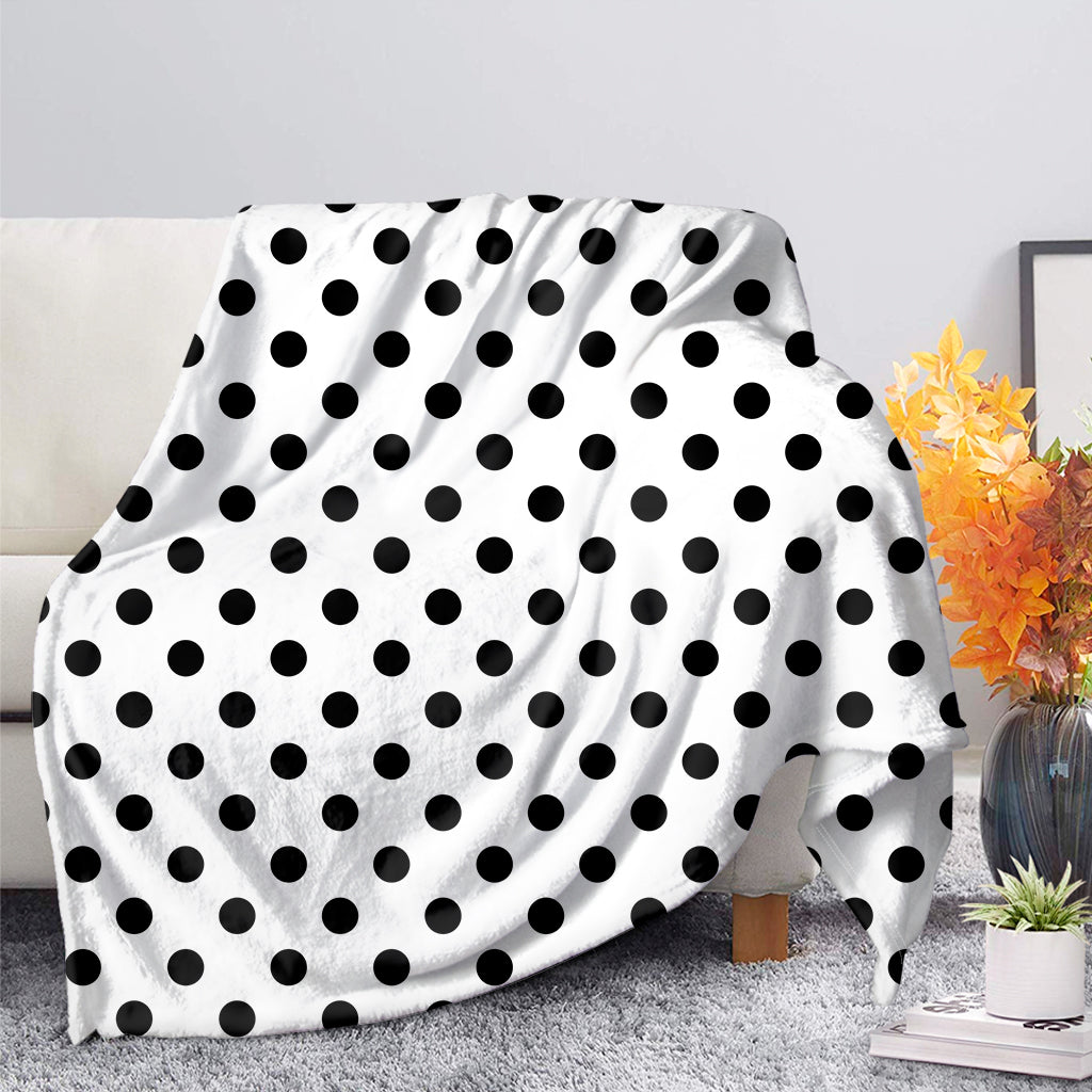 White And Black Polka Dot Pattern Print Blanket