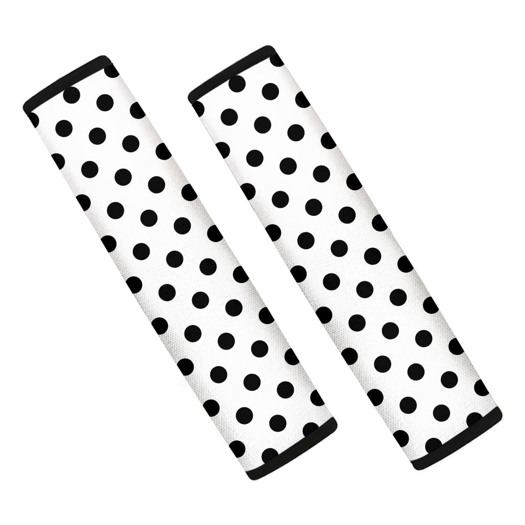 White And Black Polka Dot Pattern Print Car Seat Belt Covers