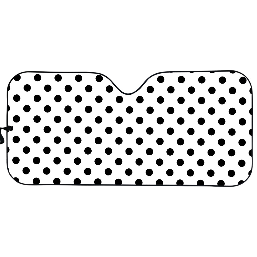 White And Black Polka Dot Pattern Print Car Sun Shade