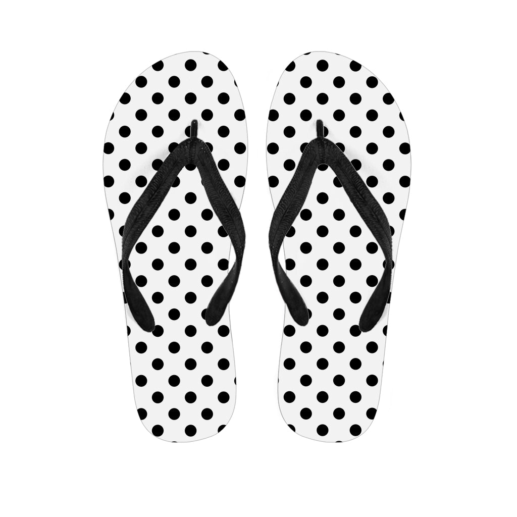 White And Black Polka Dot Pattern Print Flip Flops