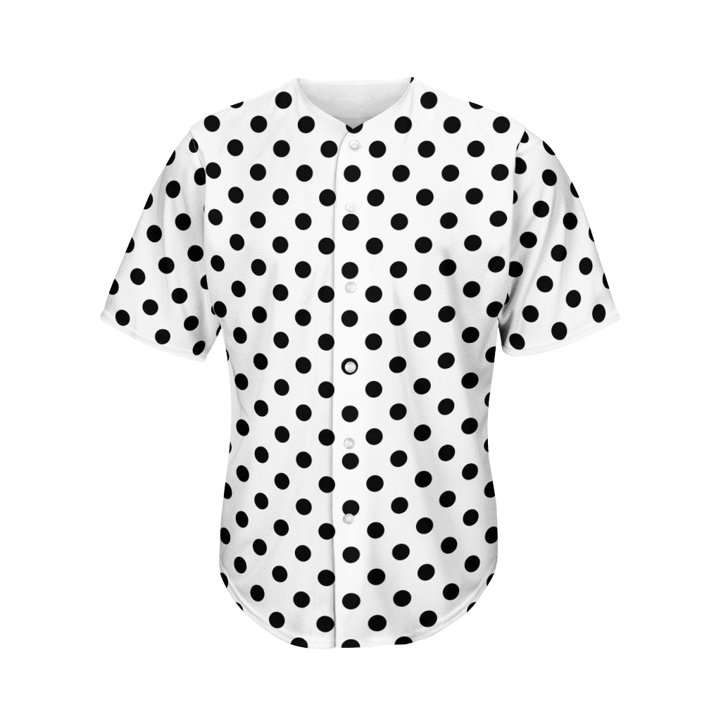 White And Black Polka Dot Pattern Print Men's Baseball Jersey