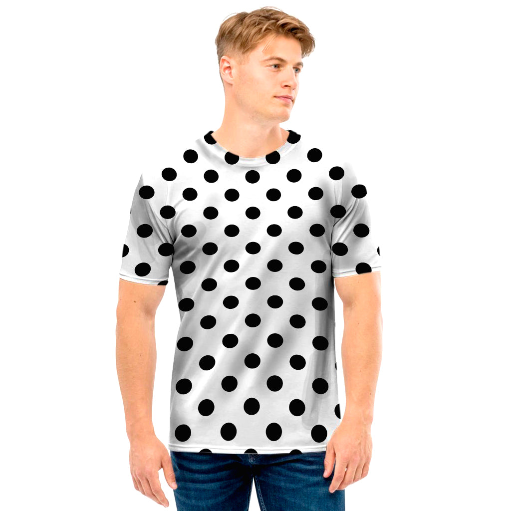 White And Black Polka Dot Pattern Print Men's T-Shirt