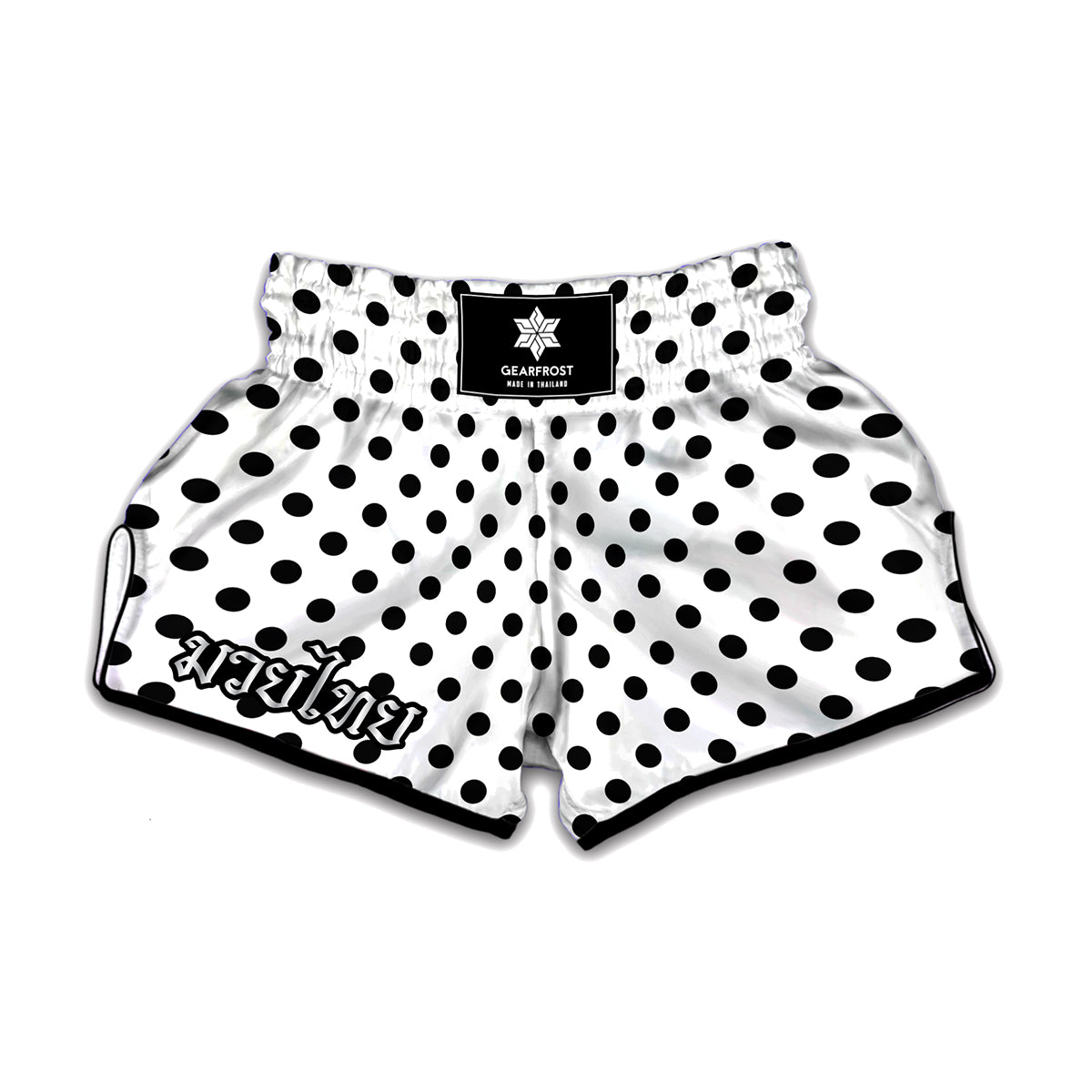 White And Black Polka Dot Pattern Print Muay Thai Boxing Shorts