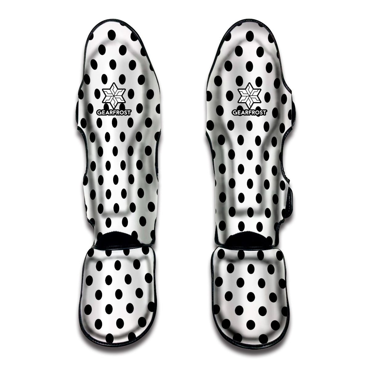 White And Black Polka Dot Pattern Print Muay Thai Shin Guards