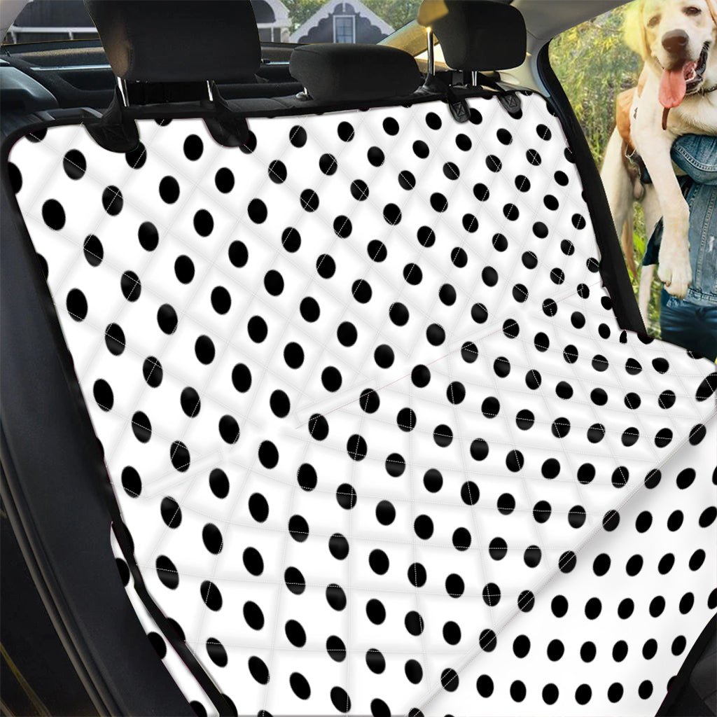 White And Black Polka Dot Pattern Print Pet Car Back Seat Cover