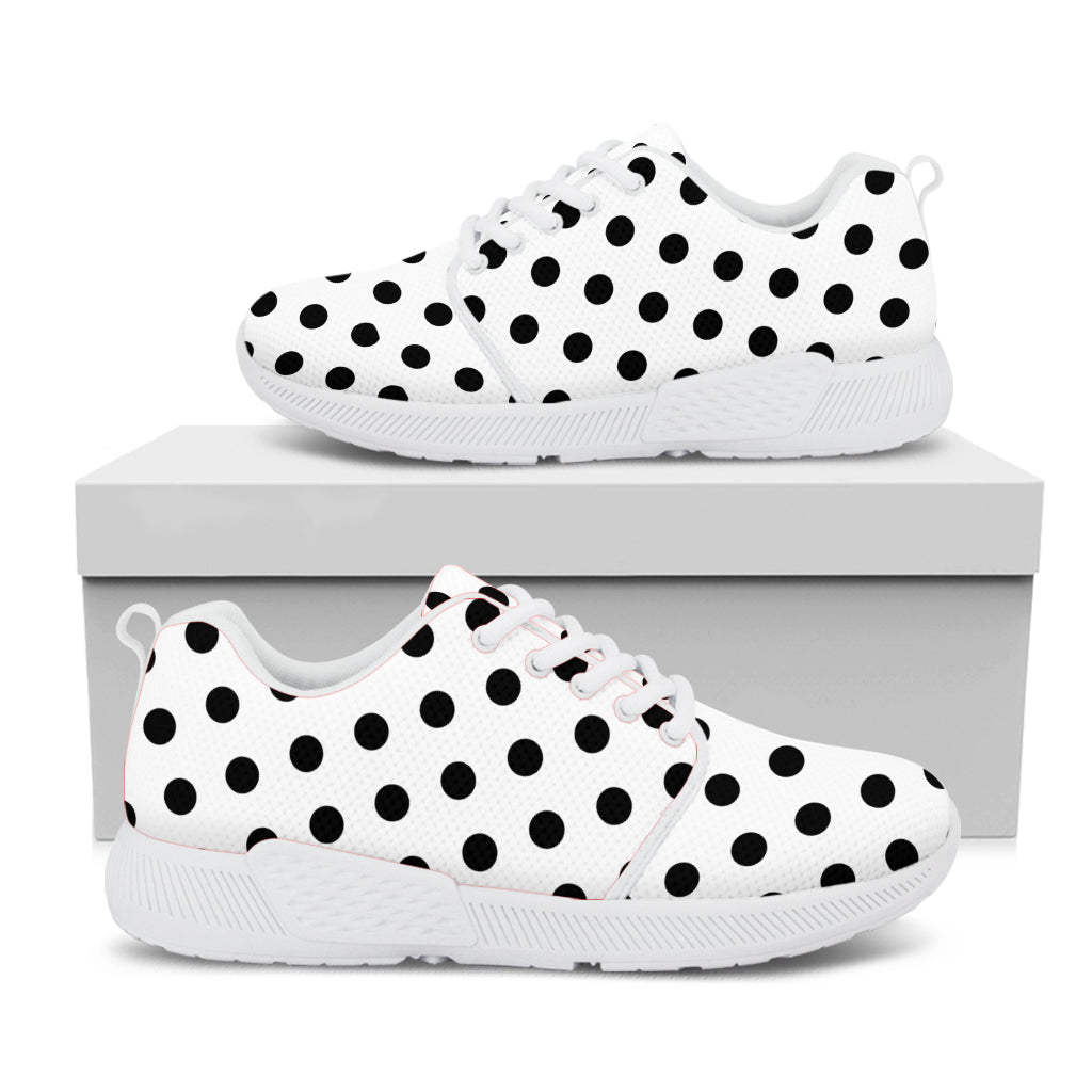 White And Black Polka Dot Pattern Print White Athletic Shoes