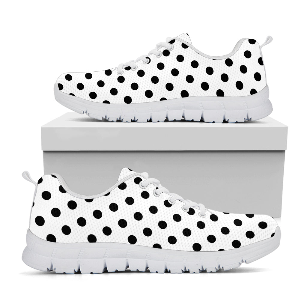 White And Black Polka Dot Pattern Print White Sneakers