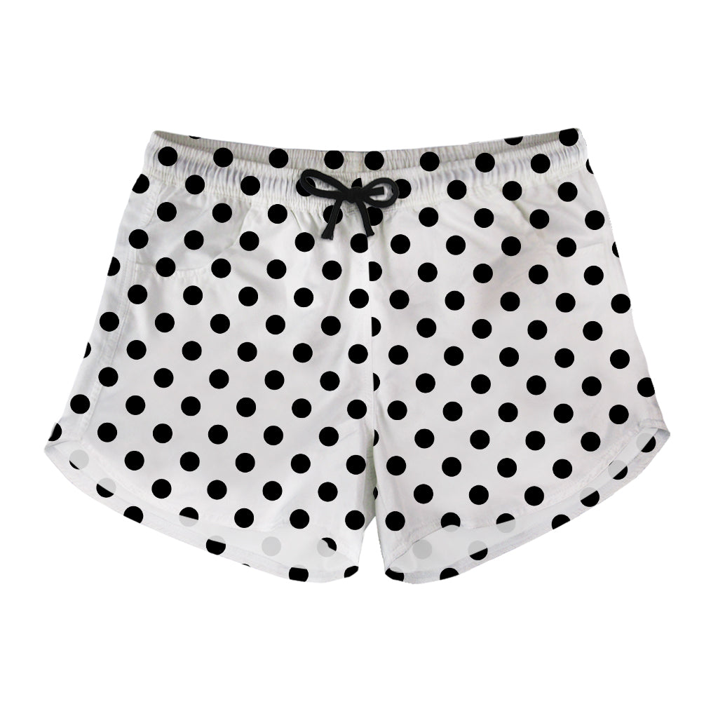 White And Black Polka Dot Pattern Print Women's Shorts