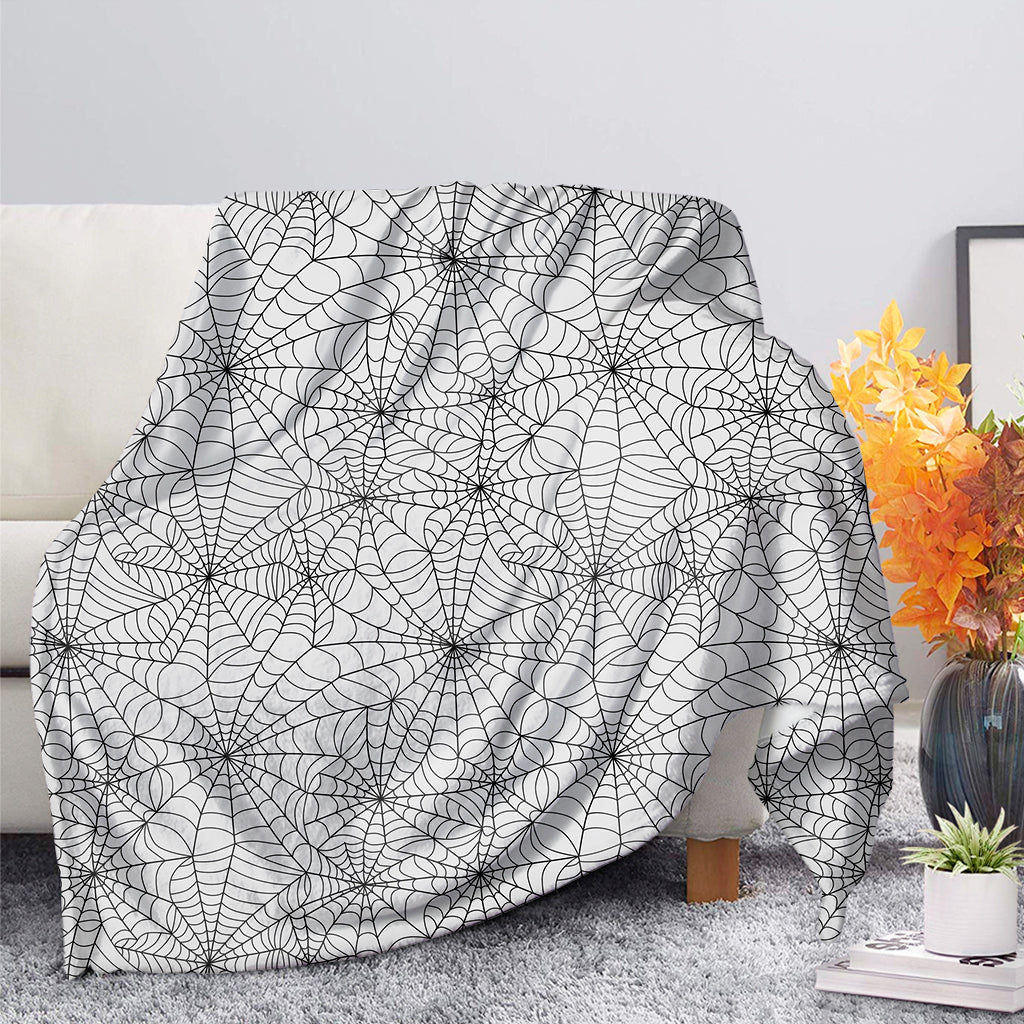 White And Black Spider Web Pattern Print Blanket