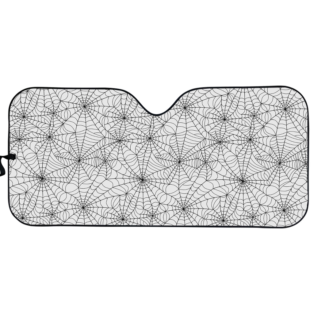 White And Black Spider Web Pattern Print Car Sun Shade