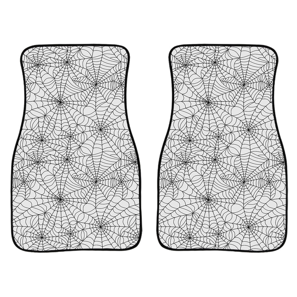 White And Black Spider Web Pattern Print Front Car Floor Mats