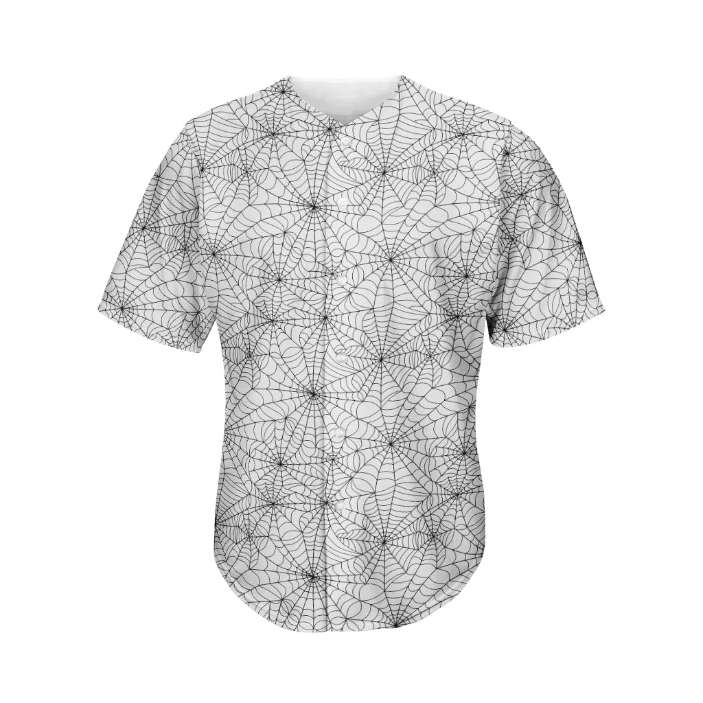 White And Black Spider Web Pattern Print Men's Baseball Jersey