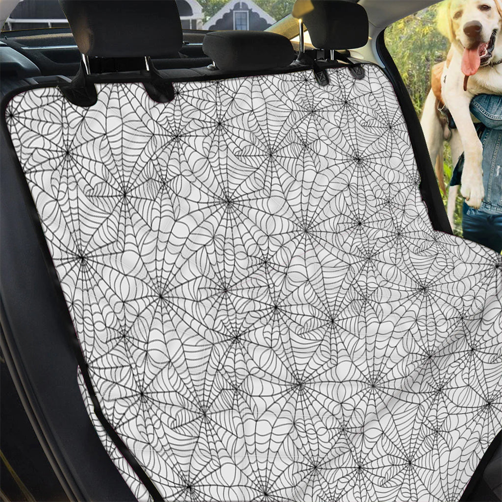 White And Black Spider Web Pattern Print Pet Car Back Seat Cover