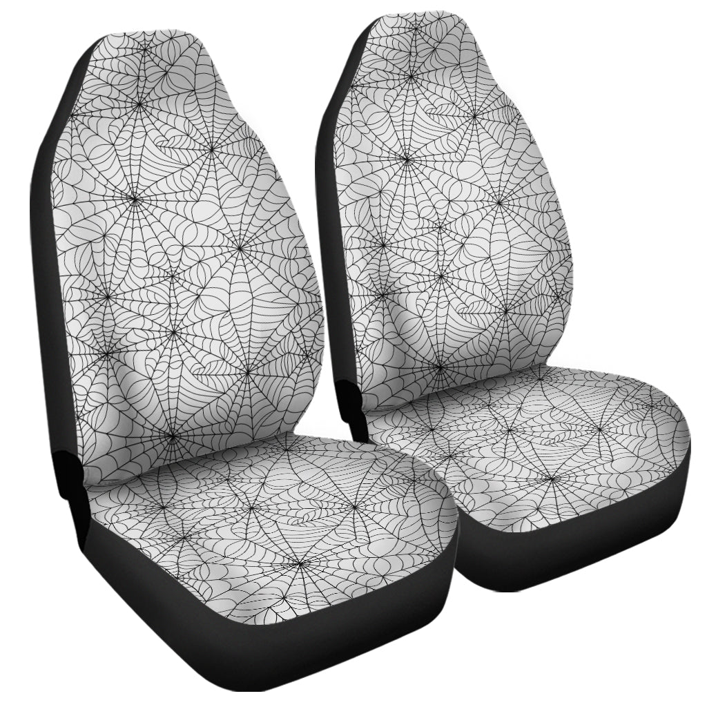 White And Black Spider Web Pattern Print Universal Fit Car Seat Covers