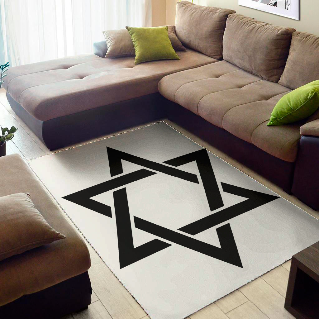 White And Black Star of David Print Area Rug