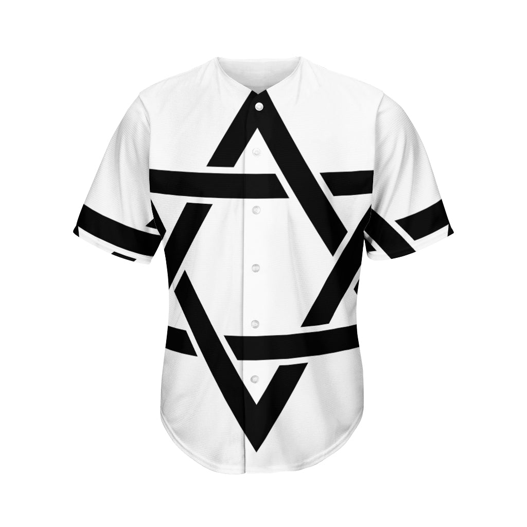 White And Black Star of David Print Men's Baseball Jersey