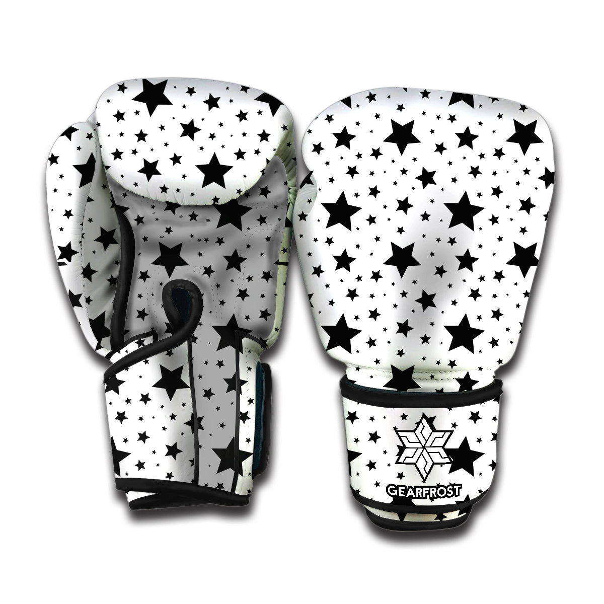 White And Black Star Pattern Print Boxing Gloves