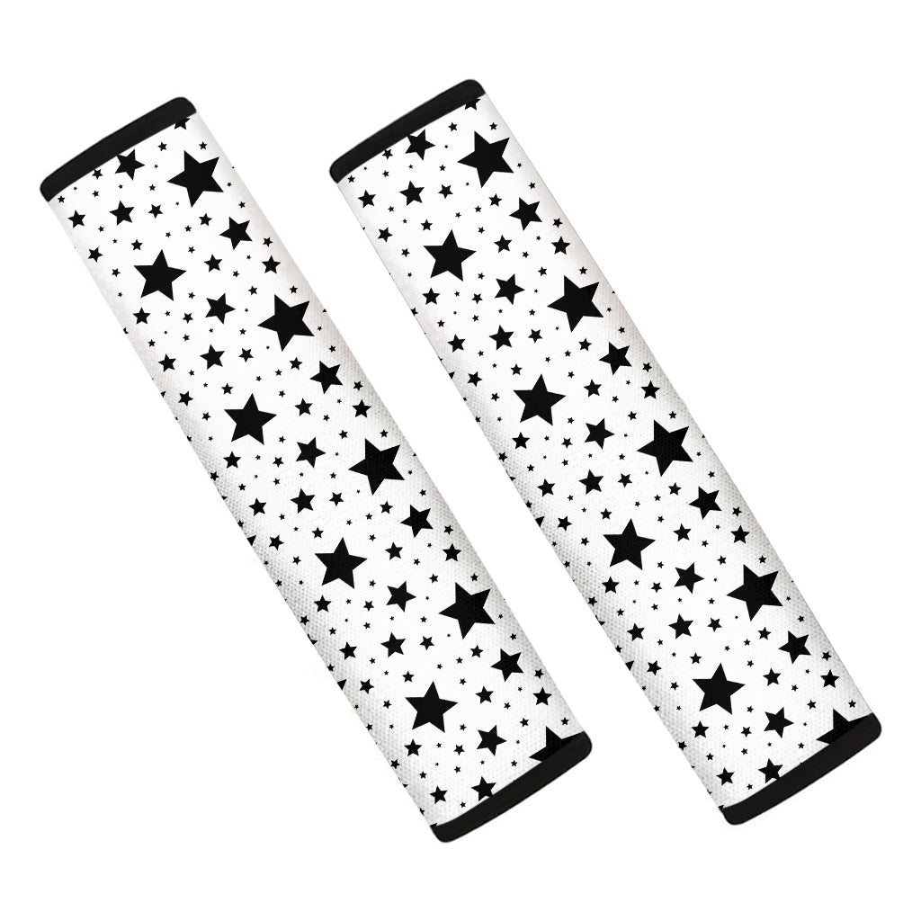 White And Black Star Pattern Print Car Seat Belt Covers