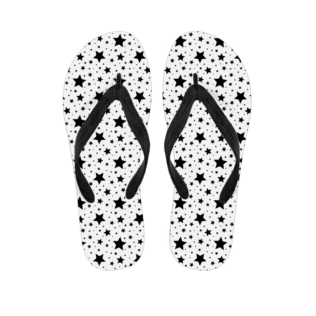 White And Black Star Pattern Print Flip Flops