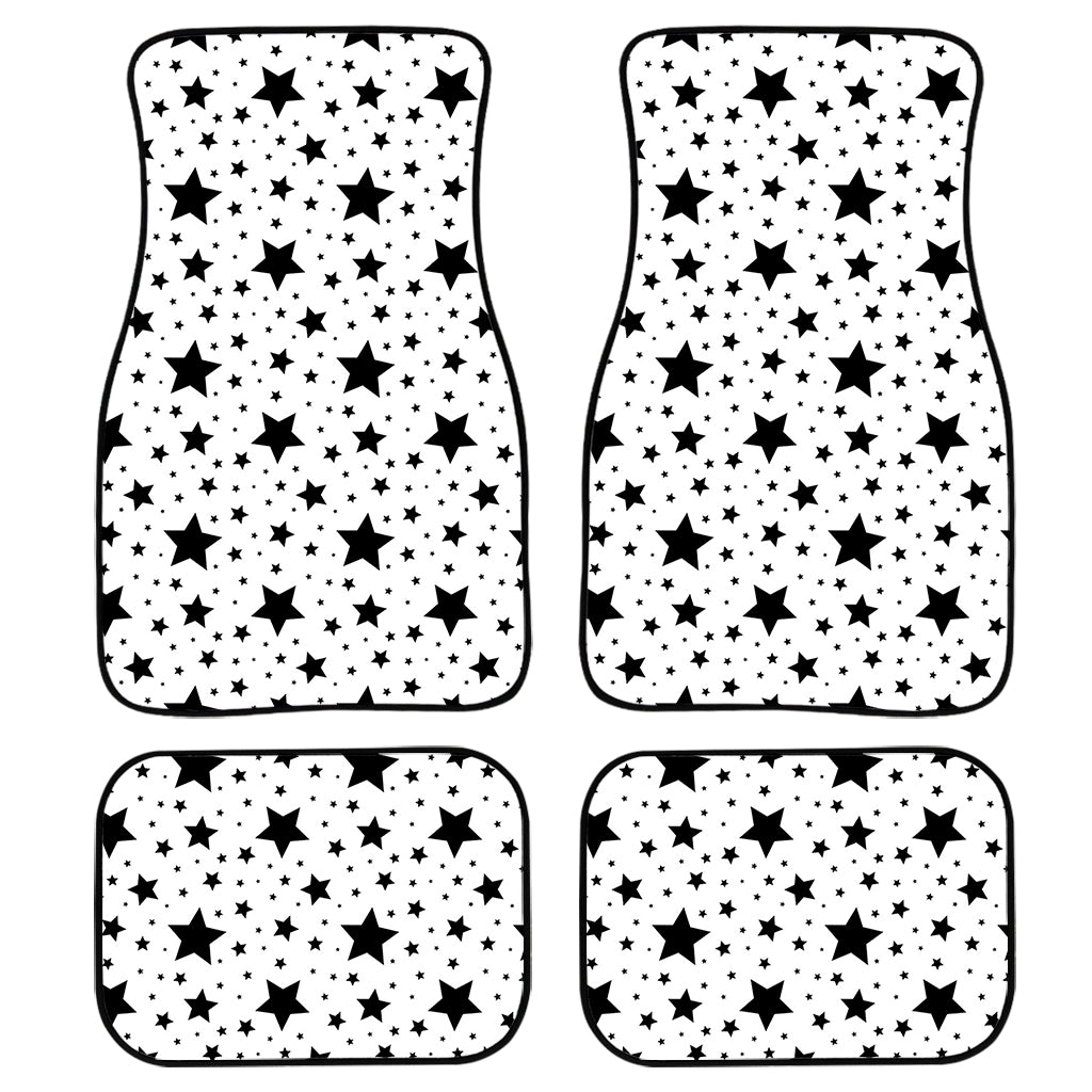 White And Black Star Pattern Print Front and Back Car Floor Mats