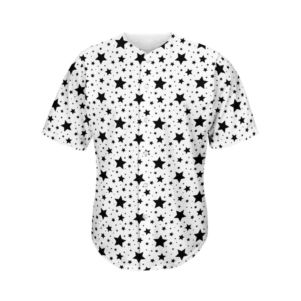 White And Black Star Pattern Print Men's Baseball Jersey