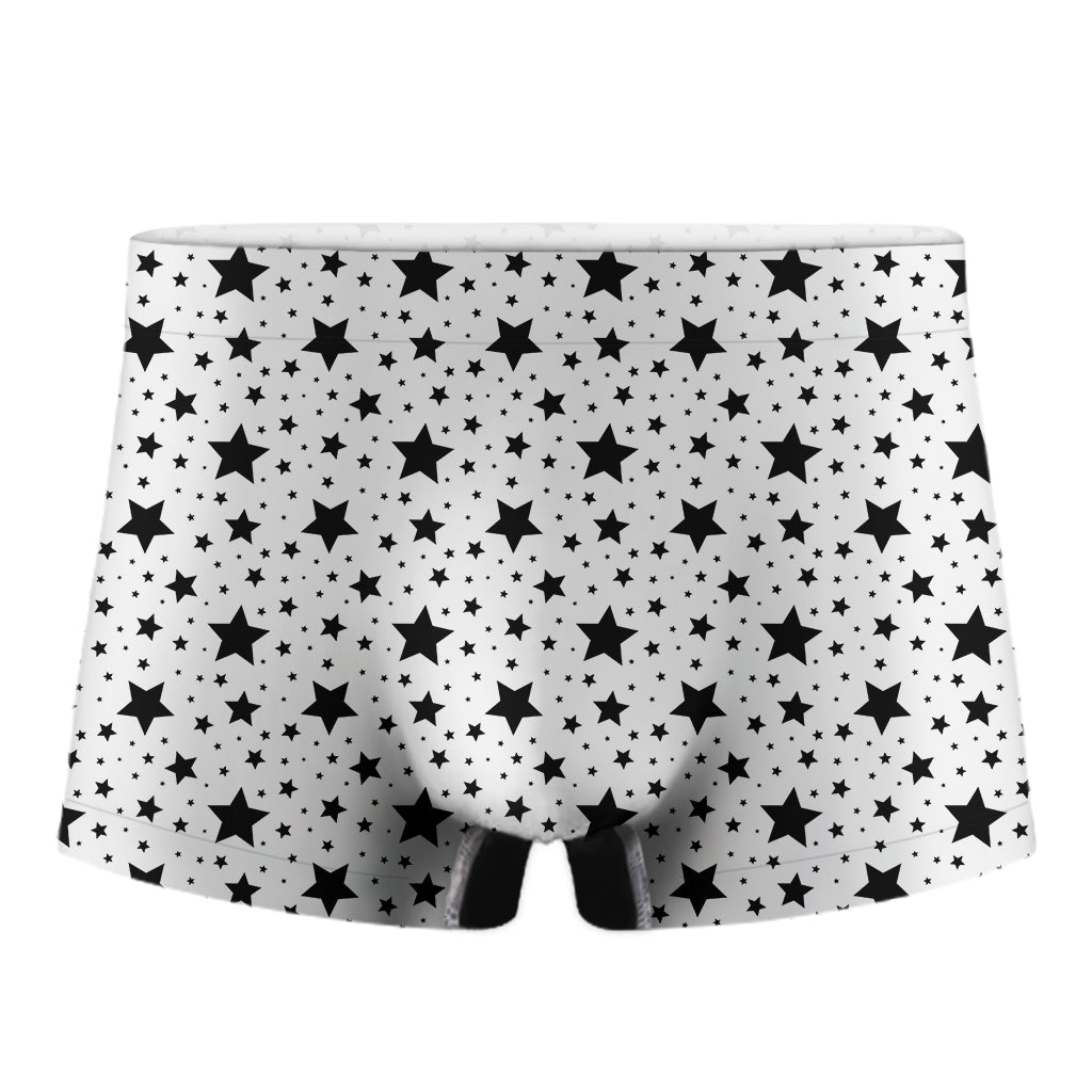 White And Black Star Pattern Print Men's Boxer Briefs