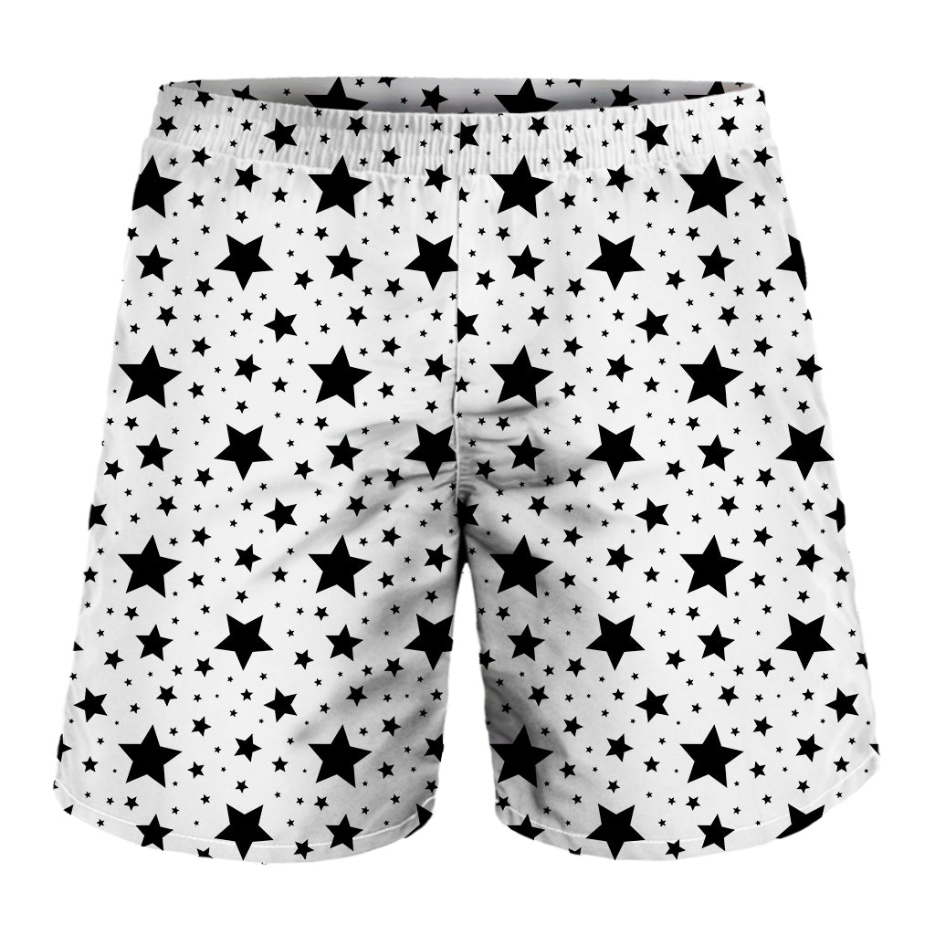 White And Black Star Pattern Print Men's Shorts