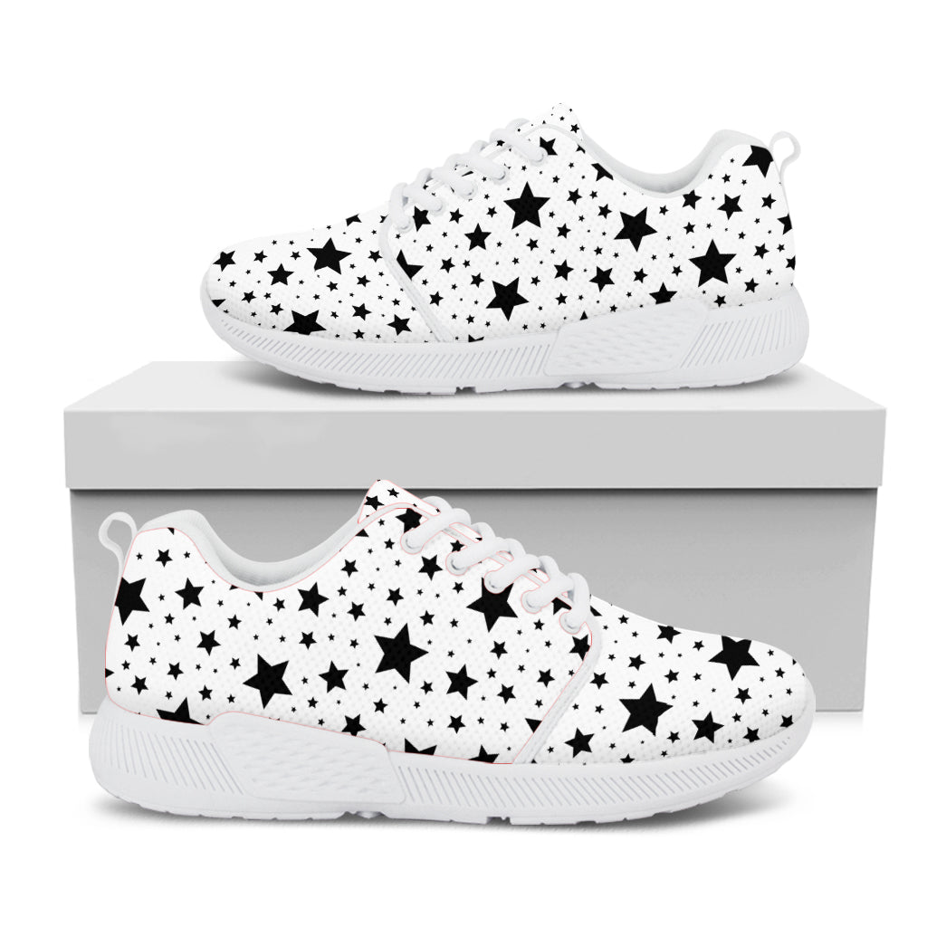 White And Black Star Pattern Print White Athletic Shoes