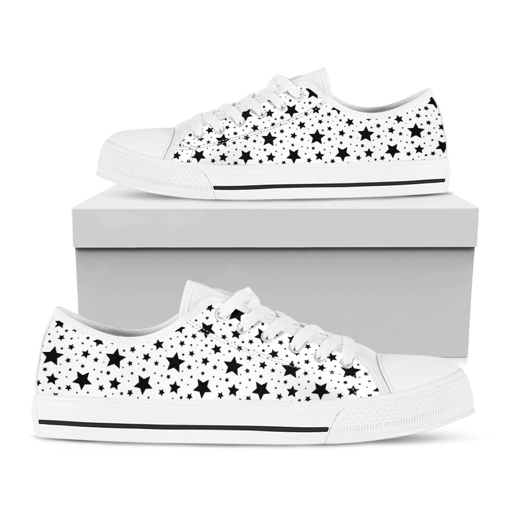 White And Black Star Pattern Print White Low Top Shoes