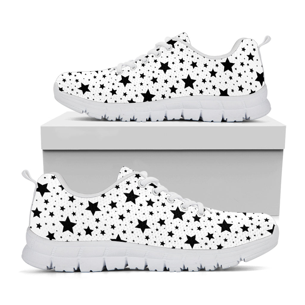 White And Black Star Pattern Print White Sneakers