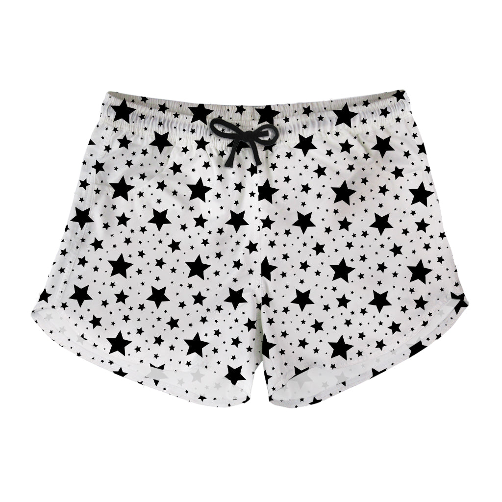 White And Black Star Pattern Print Women's Shorts