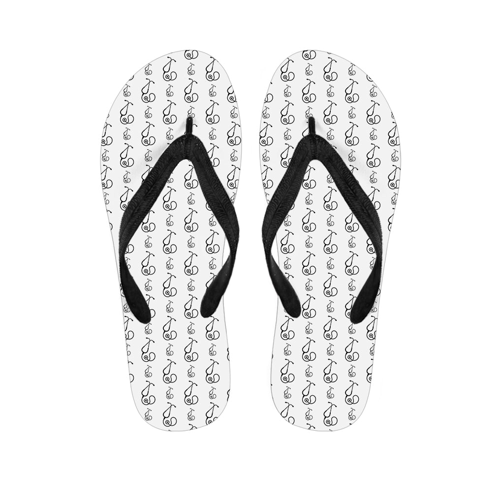 White And Black Stethoscope Print Flip Flops