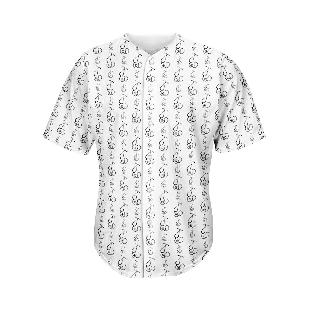 White And Black Stethoscope Print Men's Baseball Jersey