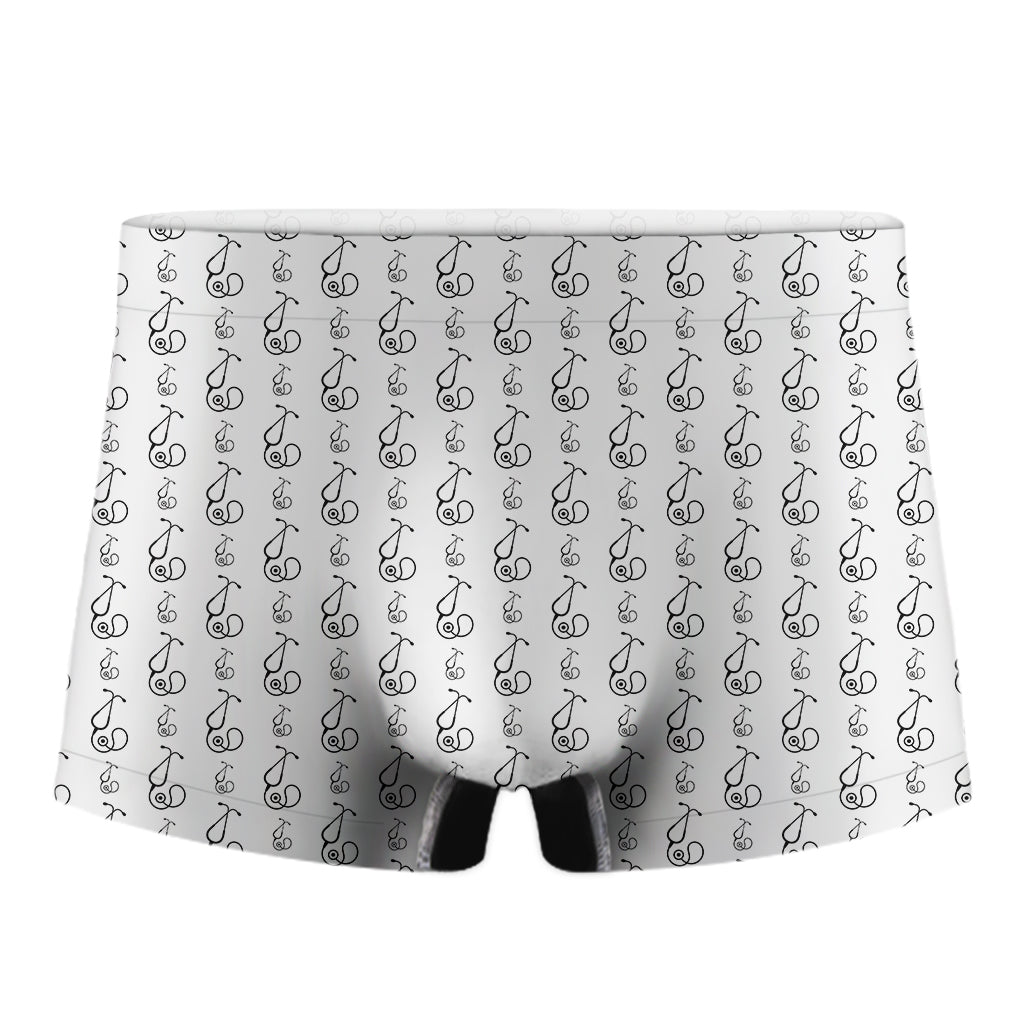 White And Black Stethoscope Print Men's Boxer Briefs