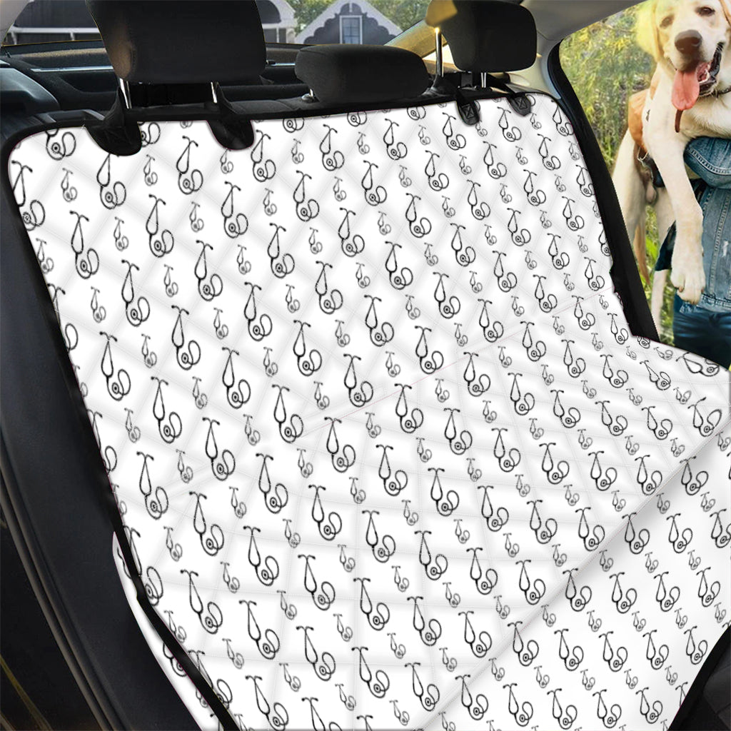 White And Black Stethoscope Print Pet Car Back Seat Cover