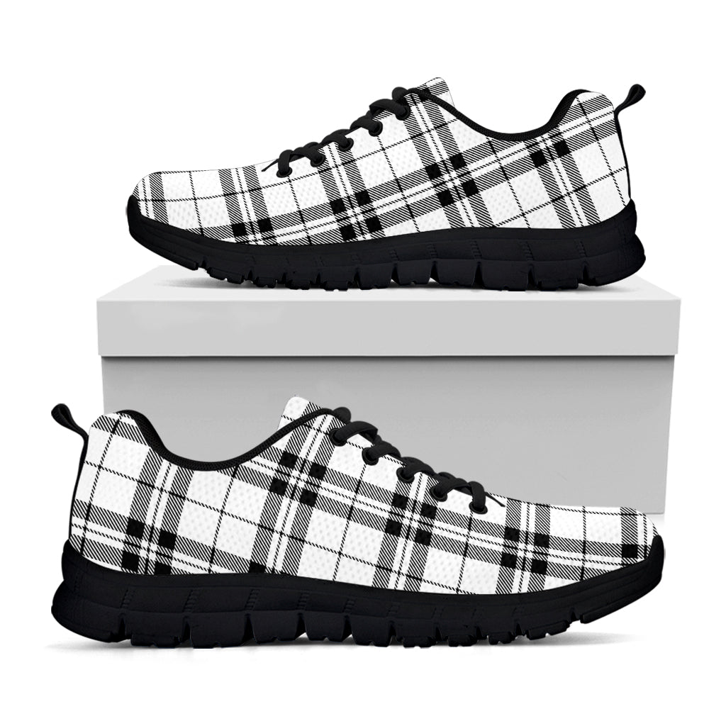 White And Black Tartan Pattern Print Black Sneakers