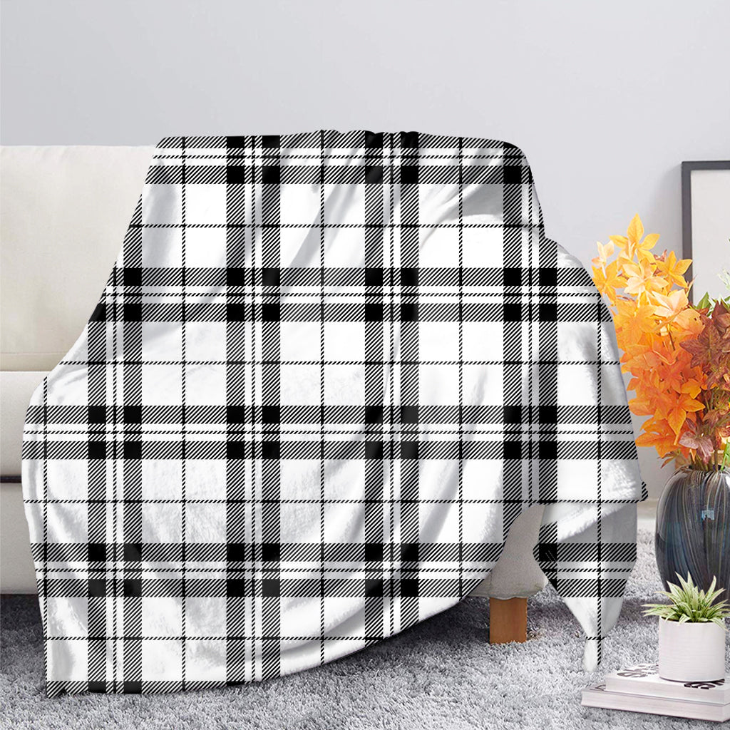 White And Black Tartan Pattern Print Blanket