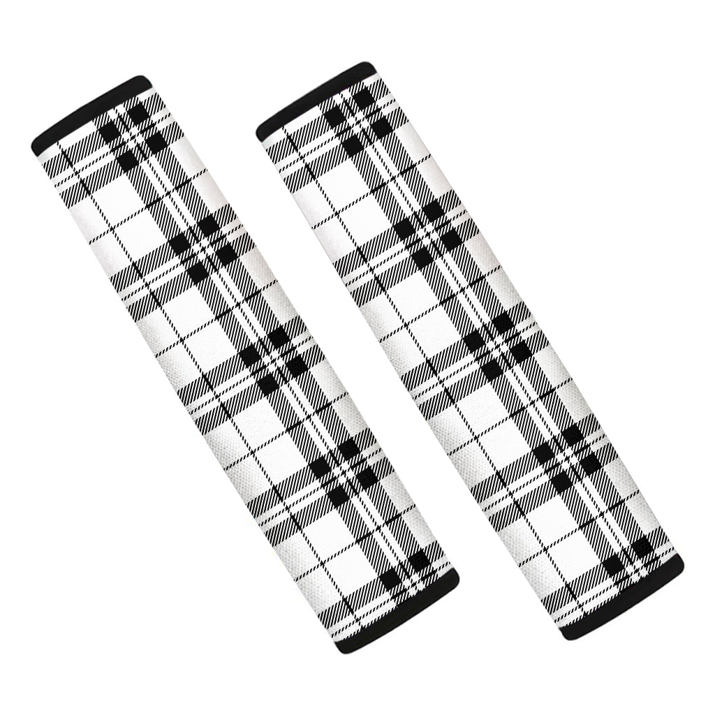 White And Black Tartan Pattern Print Car Seat Belt Covers