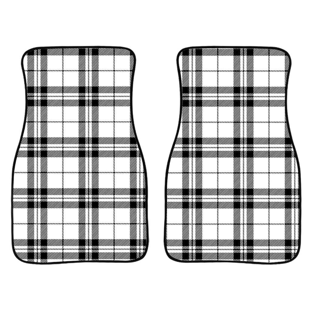 White And Black Tartan Pattern Print Front Car Floor Mats