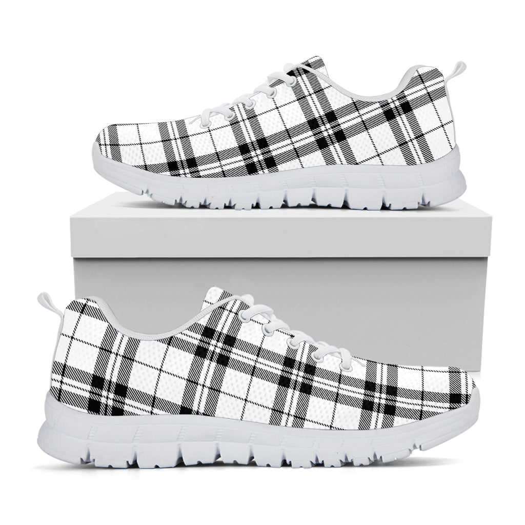 White And Black Tartan Pattern Print White Sneakers