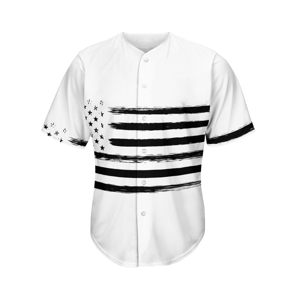 White And Black USA Flag Print Men's Baseball Jersey