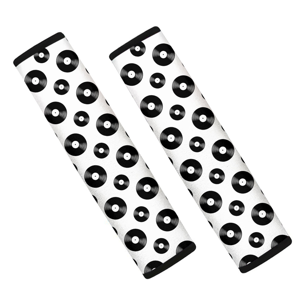 White And Black Vinyl Pattern Print Car Seat Belt Covers